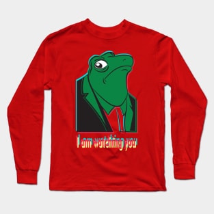 Cool, funny, cute frog with tuxedo, wstching you Long Sleeve T-Shirt